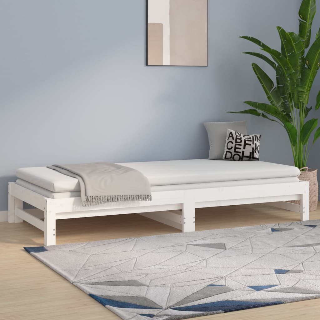 Dnevni ležaj na izvlačenje bijeli 2x(90x200)cm masivna borovina