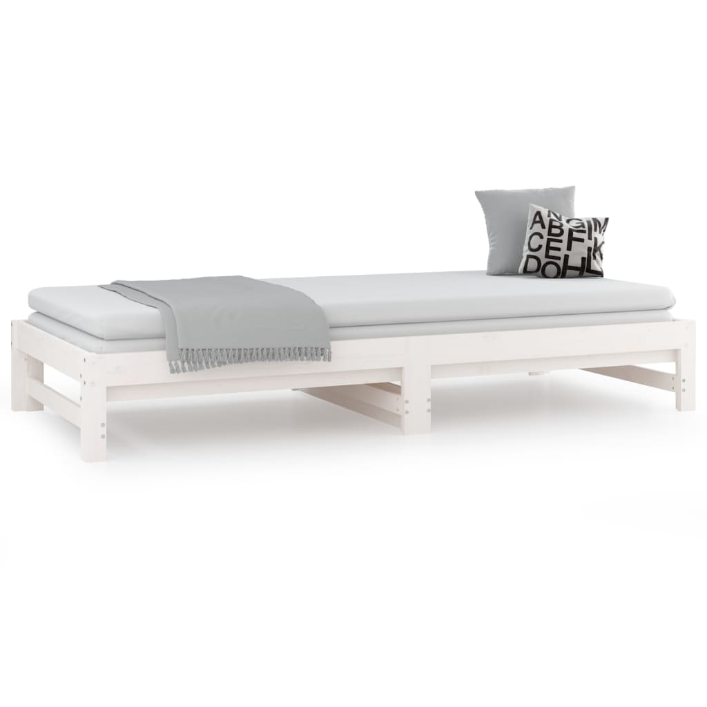 Dnevni ležaj na izvlačenje bijeli 2x(90x200)cm masivna borovina