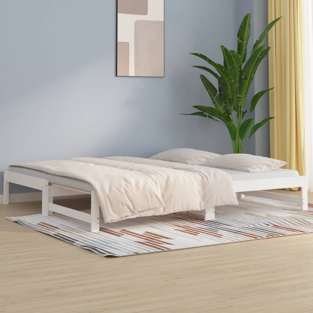 Dnevni ležaj na izvlačenje bijeli 2x(90x200)cm masivna borovina
