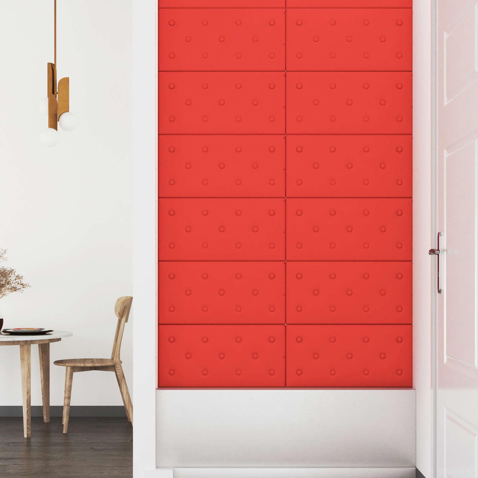 Zidna uzglavlja 12 pcs Crvena 60 x 30 cm Lažna koža