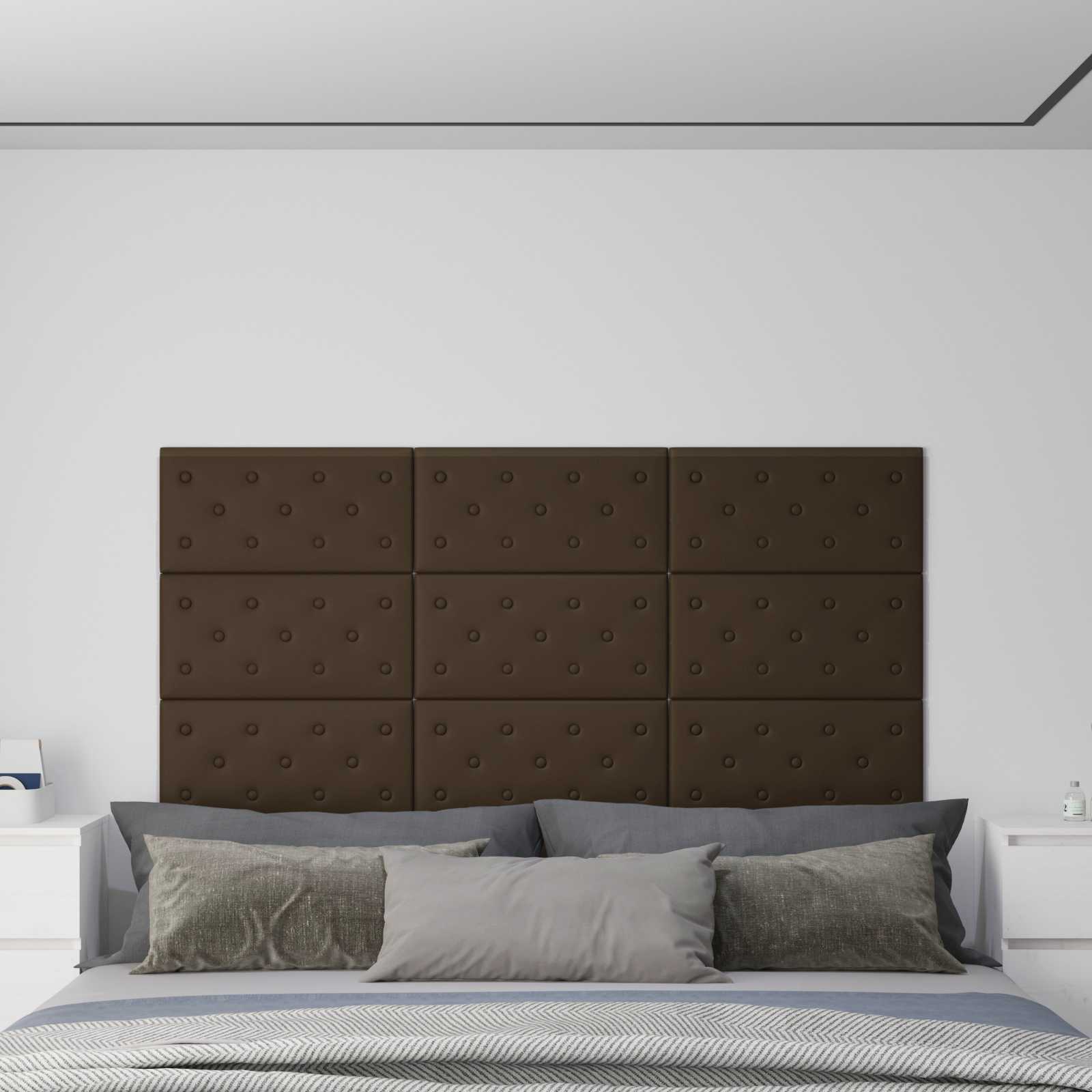 Zidna uzglavlja 12 pcs Smeđa 60 x 30 cm Lažna koža