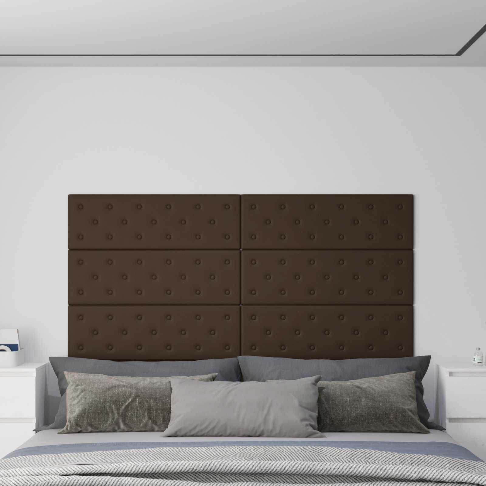 Zidna uzglavlja 12 pcs Smeđa 90 x 30 cm Lažna koža