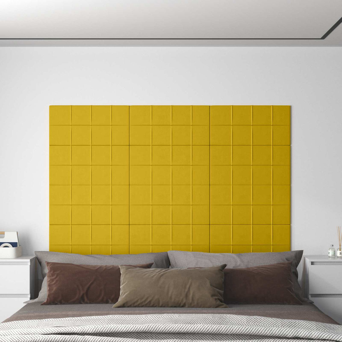 Zidna uzglavlja 12 pcs Žuta 60 x 30 cm Baršun