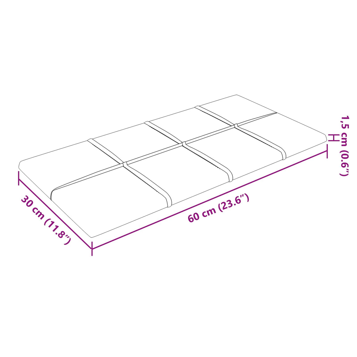 Zidna uzglavlja 12 pcs Žuta 60 x 30 cm Baršun