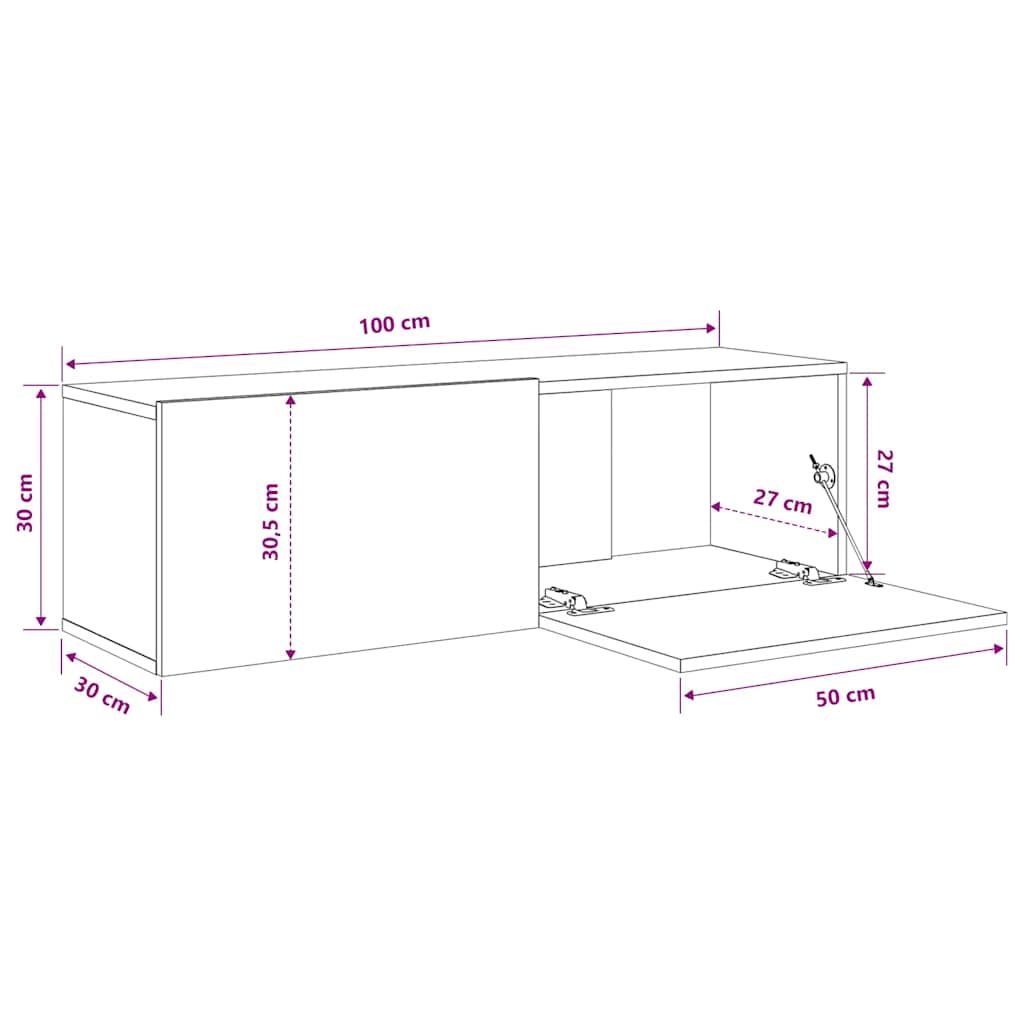 Zidni TV ormarići 2 kom hrast 100x30x30 cm konstruirano drvo