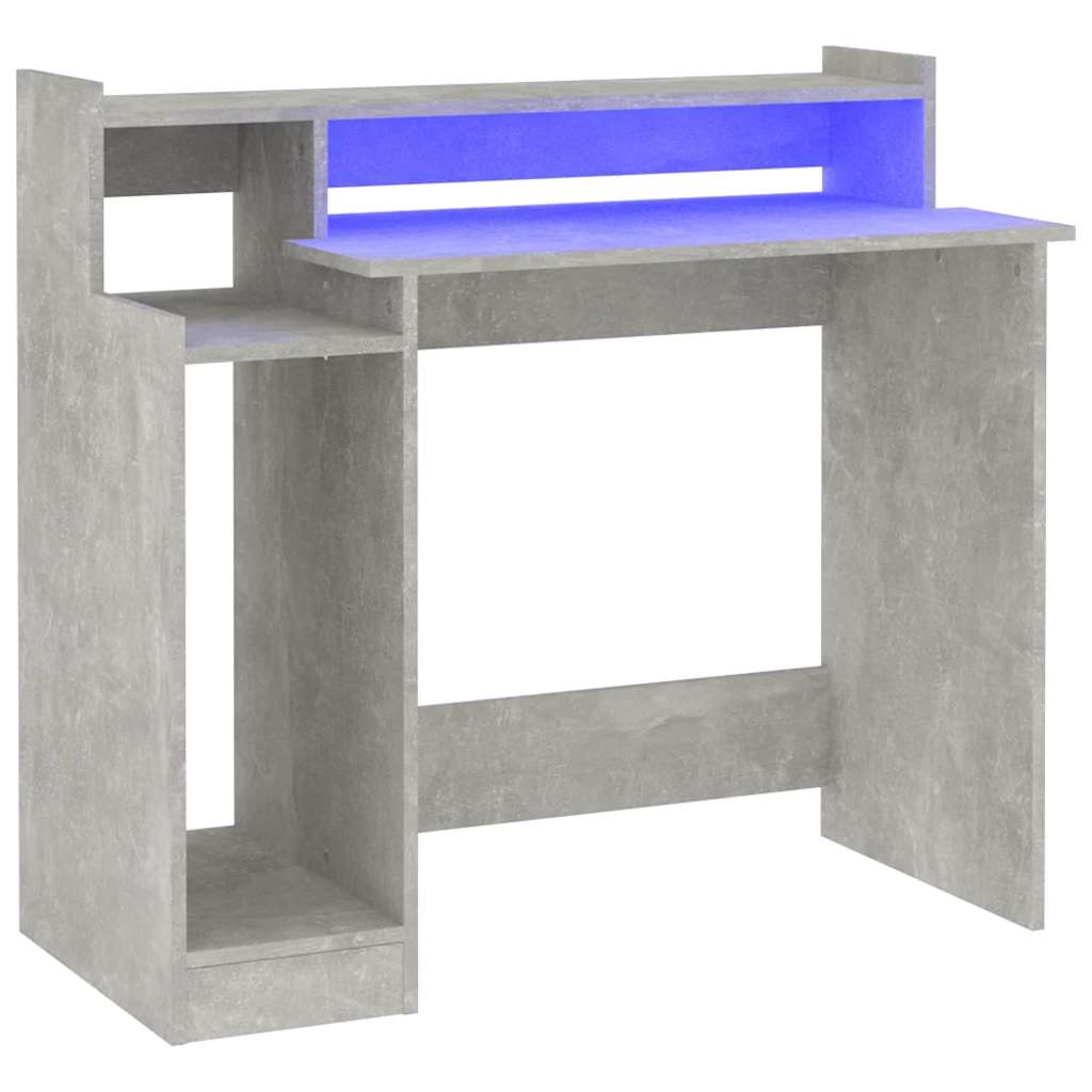 Radni stol s LED svjetlima sivi 97x45x90 cm konstruirano drvo