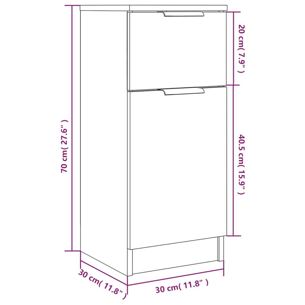 Komoda siva boja betona 30 x 30 x 70 cm od konstruiranog drva