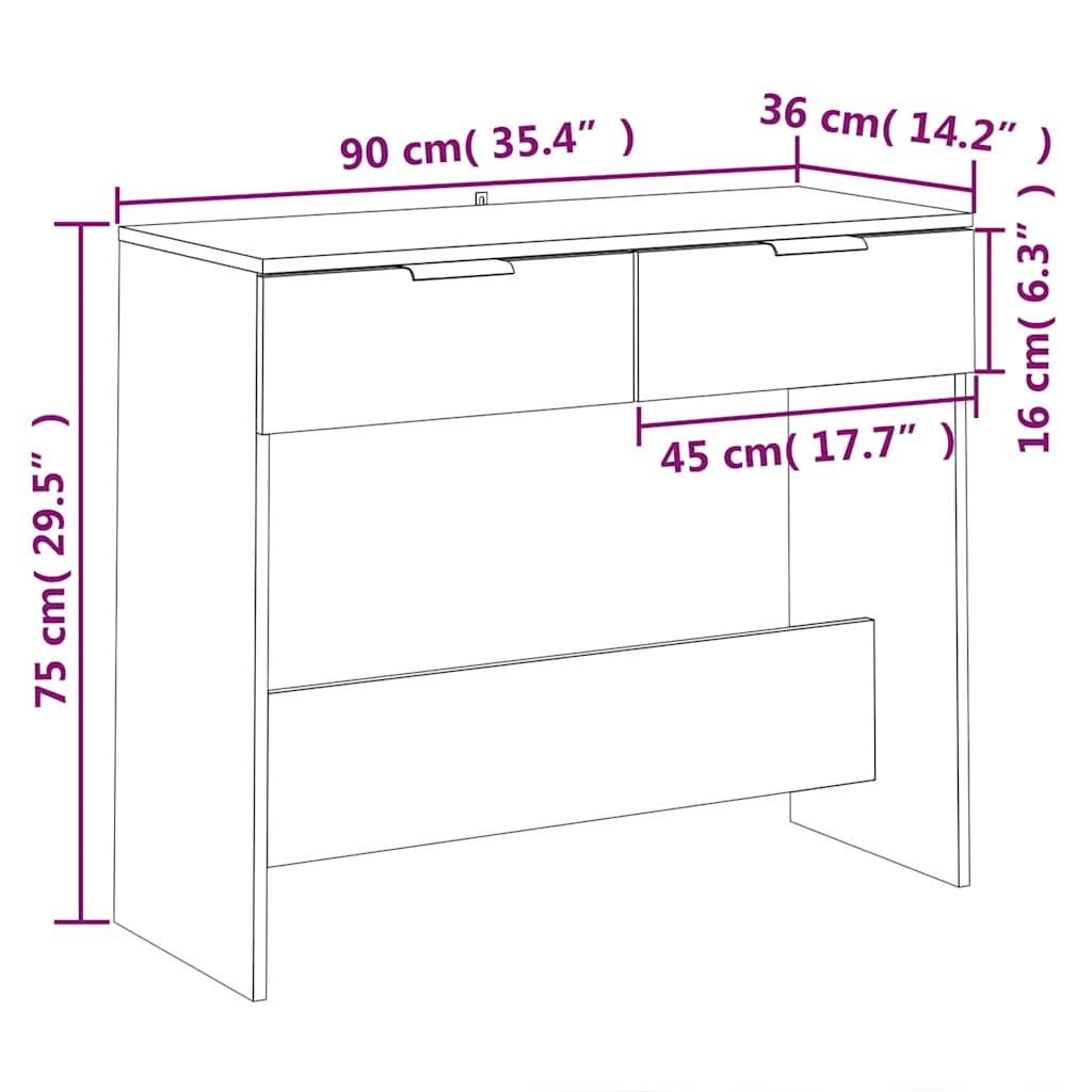 Konzolni stol boja hrasta sonome 90x36x75 cm konstruirano drvo