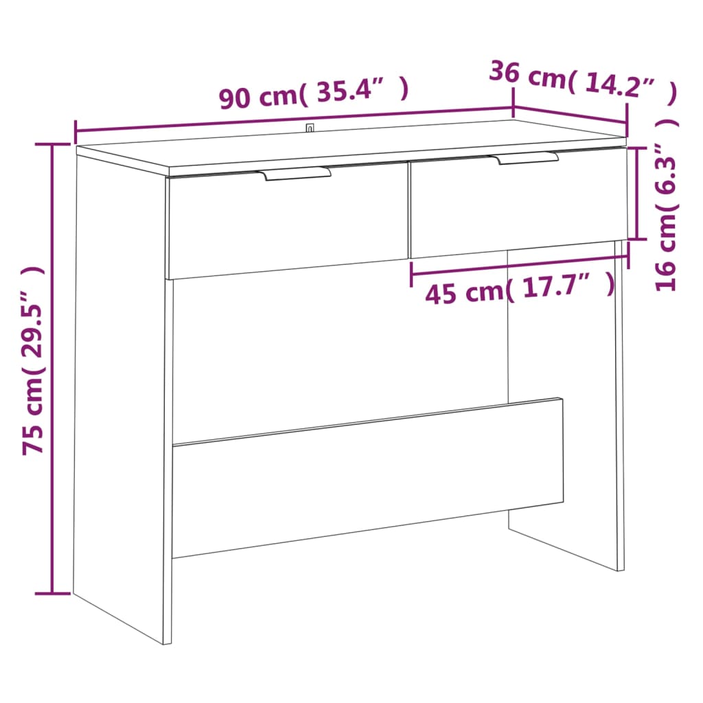 Konzolni stol boja betona 90 x 36 x 75 cm od konstruiranog drva