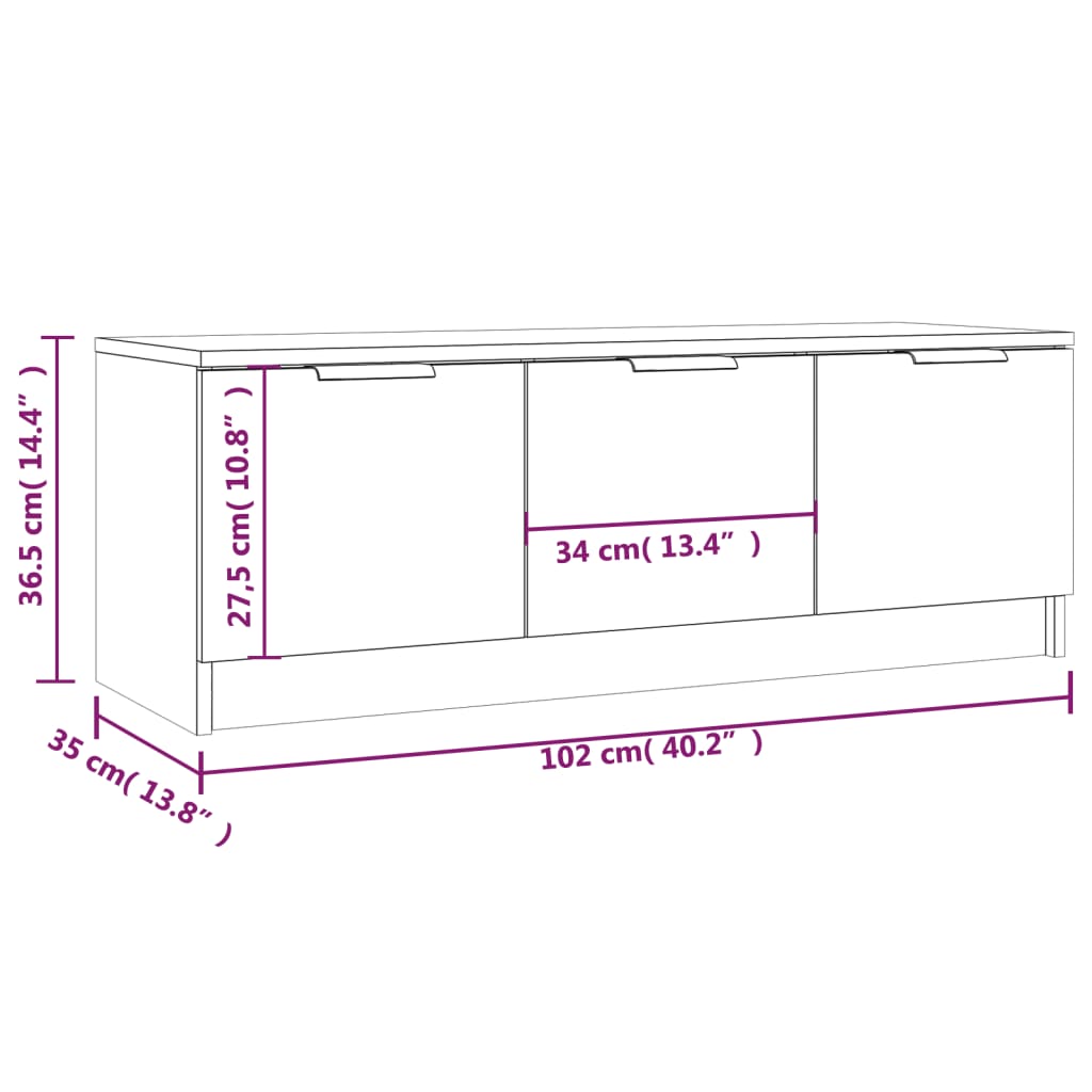 TV ormarić boja betona 102x35x36,5 cm od konstruiranog drva