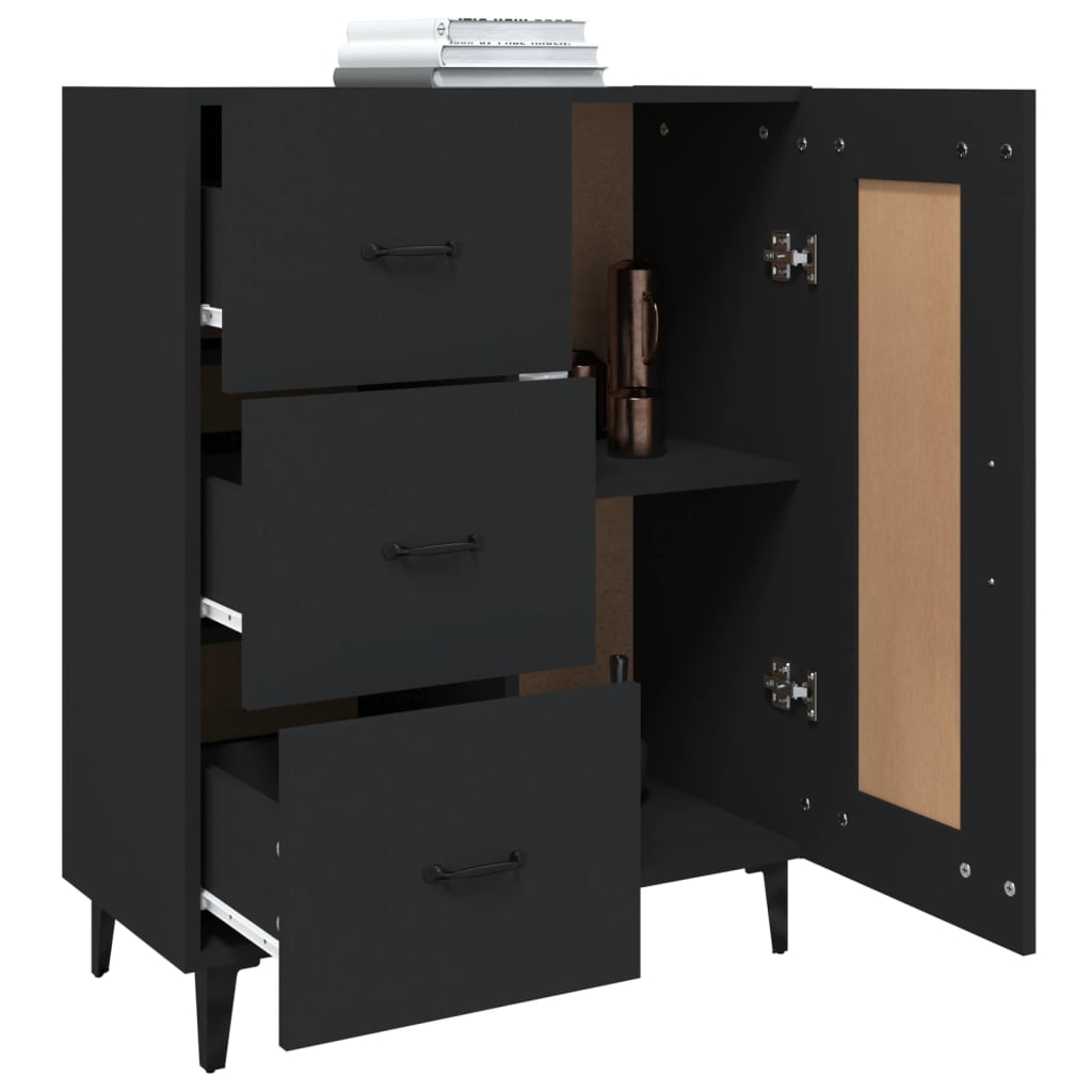 Komoda crna 69,5 x 34 x 90 cm od konstruiranog drva