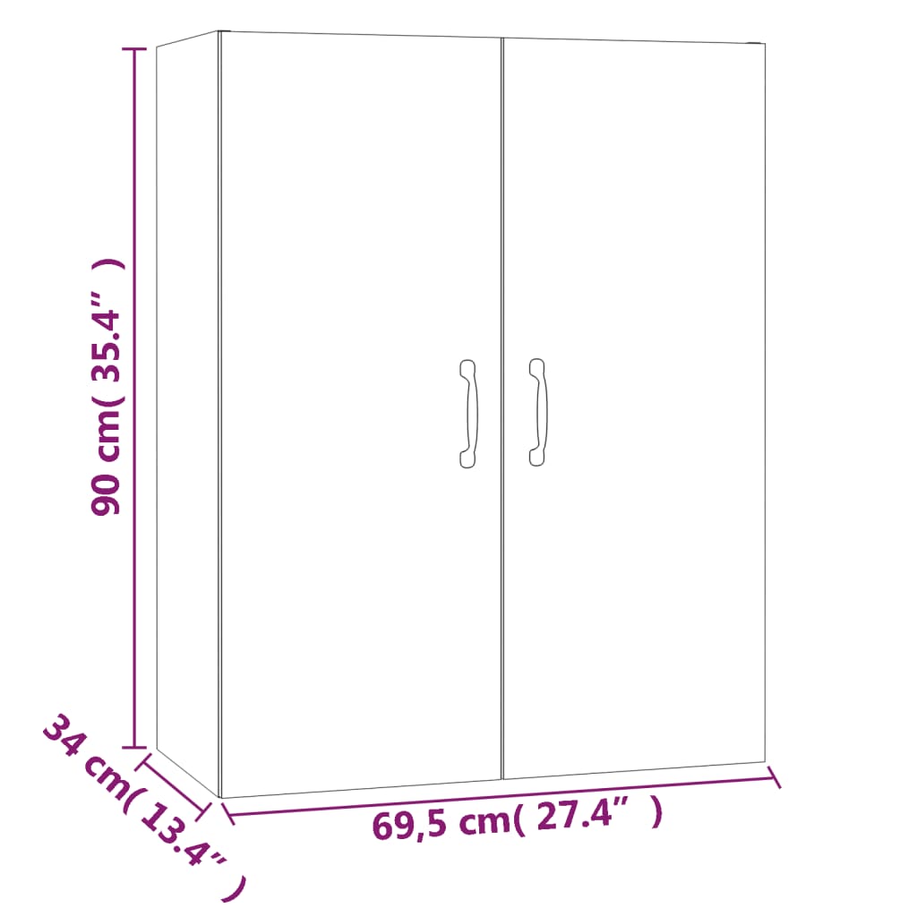 Viseći ormarić bijeli 69,5 x 34 x 90 cm od konstruiranog drva