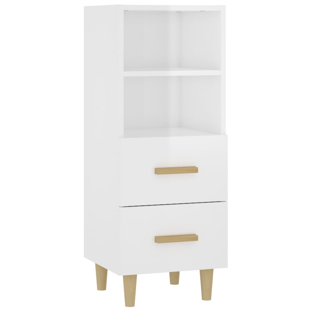 Komoda sjajna bijela 34,5x34x90 cm od konstruiranog drva