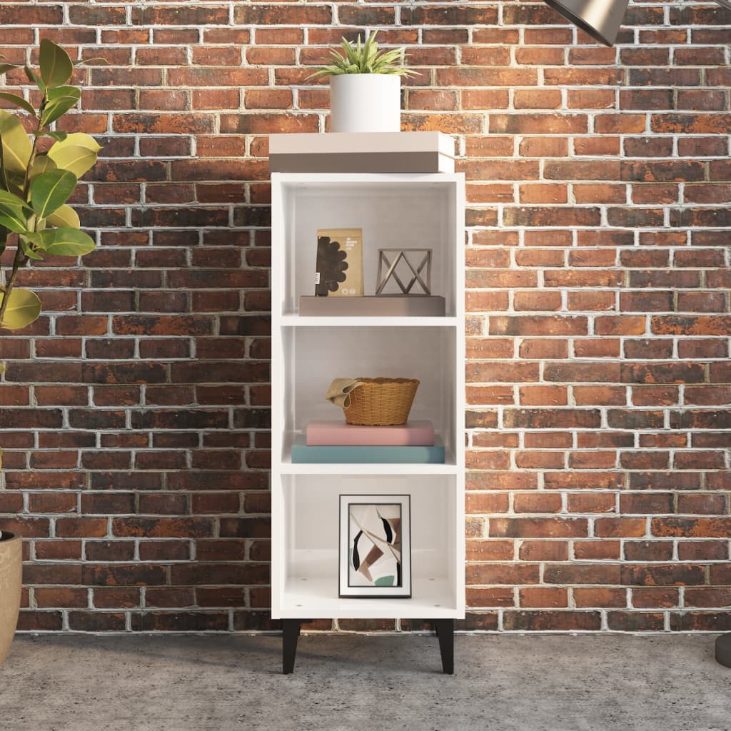 Komoda sjajna bijela 34,5 x 32,5 x 90 cm od konstruiranog drva