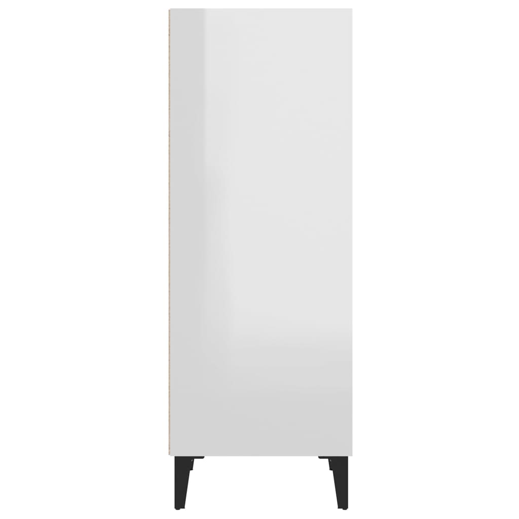 Komoda sjajna bijela 34,5 x 32,5 x 90 cm od konstruiranog drva