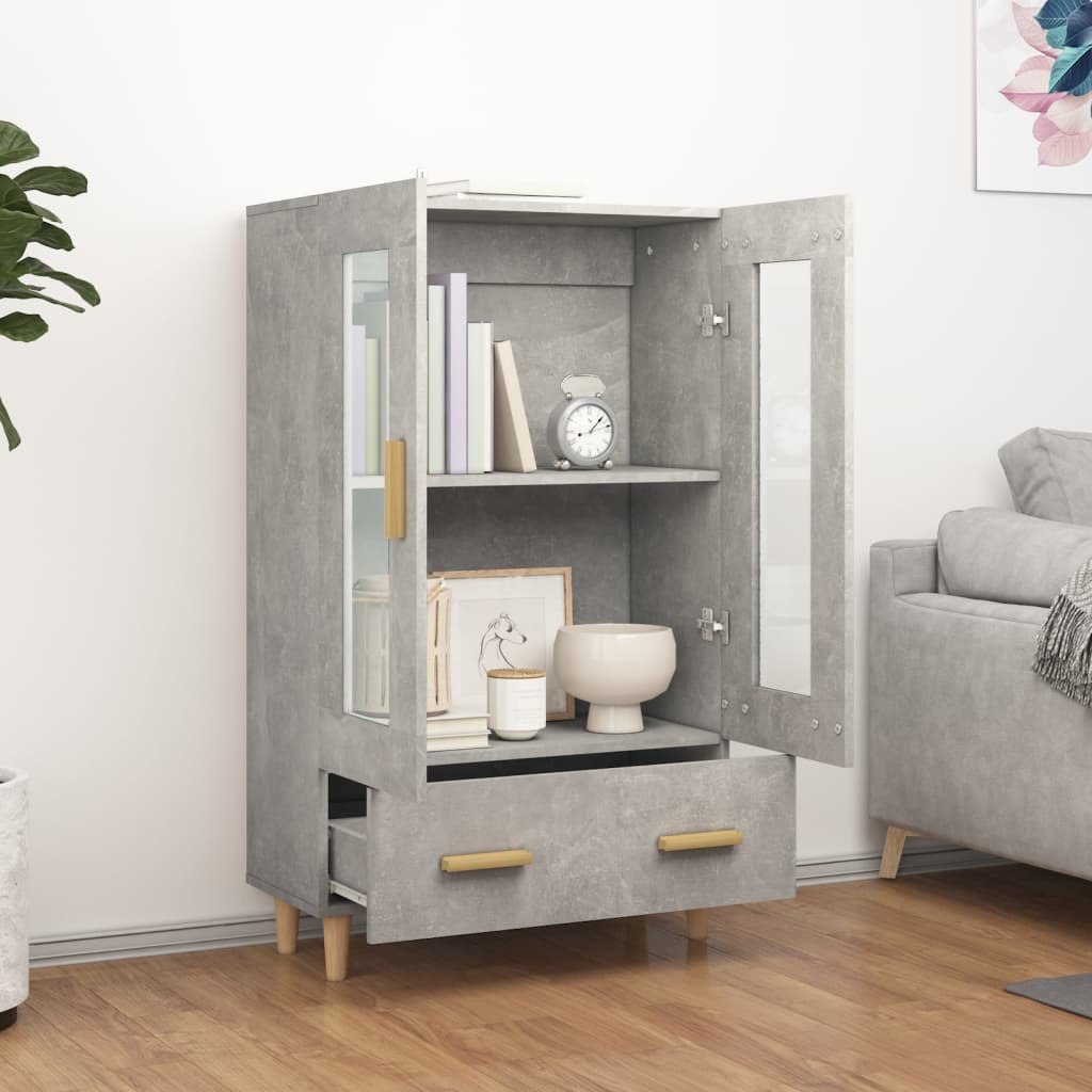 Visoka komoda siva boja betona 70x31x115 cm konstruirano drvo