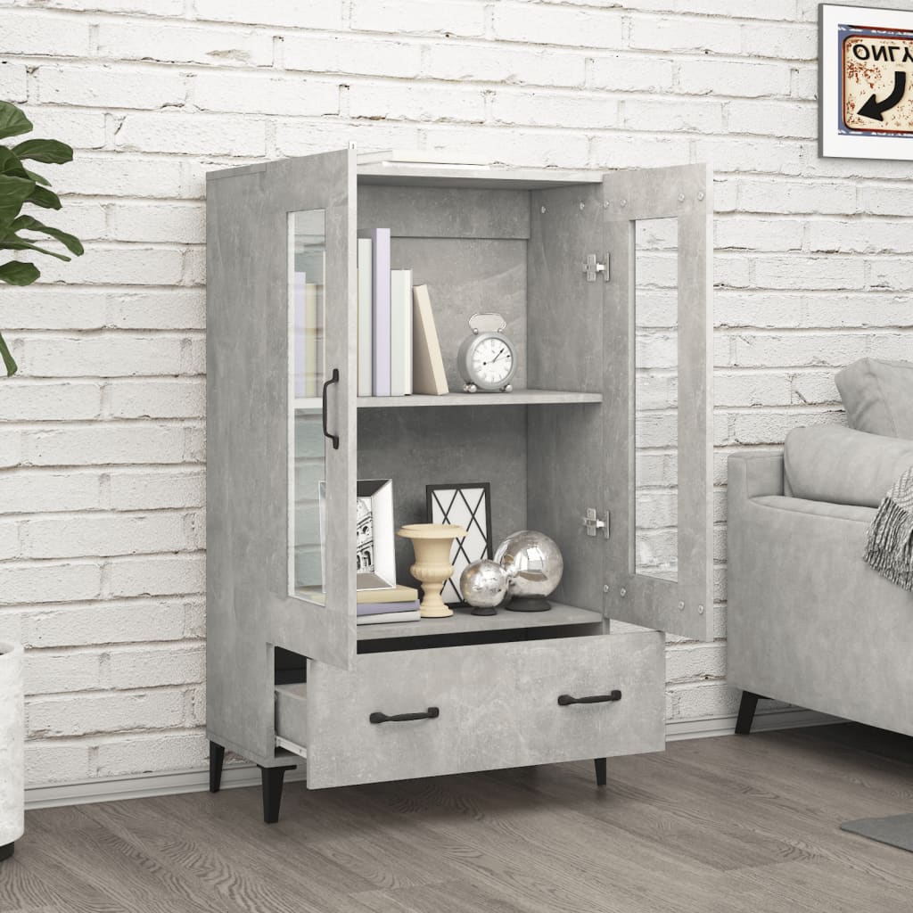 Visoka komoda siva boja betona 70x31x115 cm konstruirano drvo