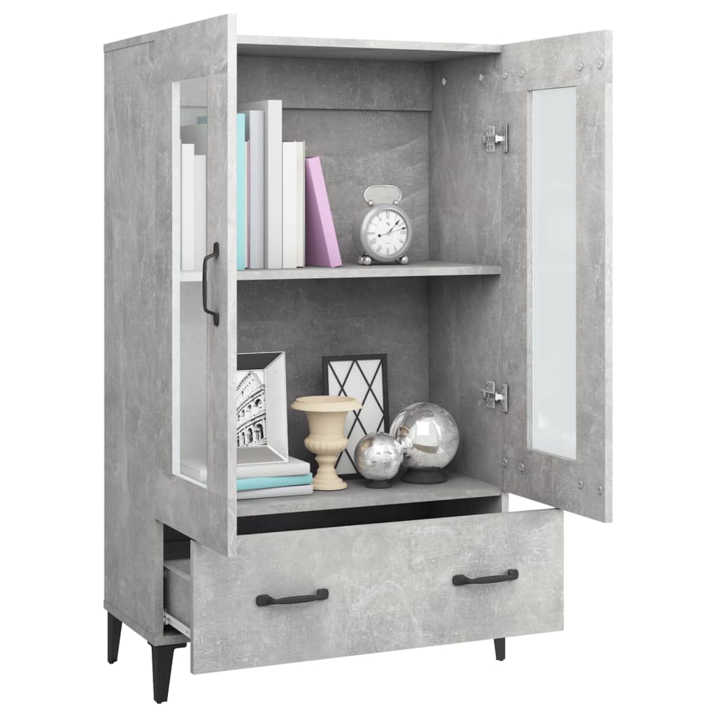 Visoka komoda siva boja betona 70x31x115 cm konstruirano drvo