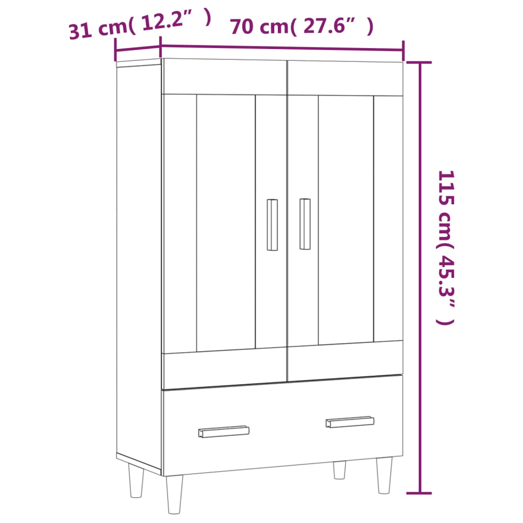 Visoka komoda boja hrasta sonome 70x31x115 cm konstruirano drvo
