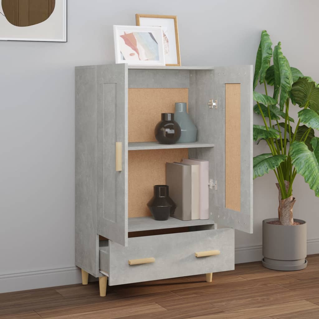 Visoka komoda siva boja betona 70x31x115 cm konstruirano drvo
