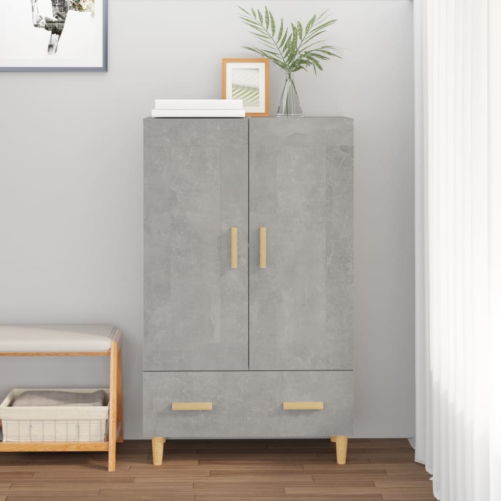Visoka komoda siva boja betona 70x31x115 cm konstruirano drvo