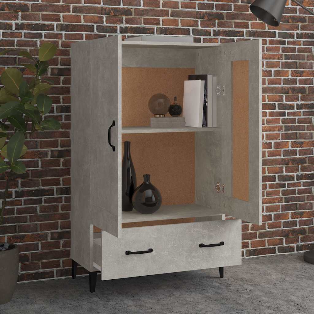Visoka komoda siva boja betona 70x31x115 cm konstruirano drvo