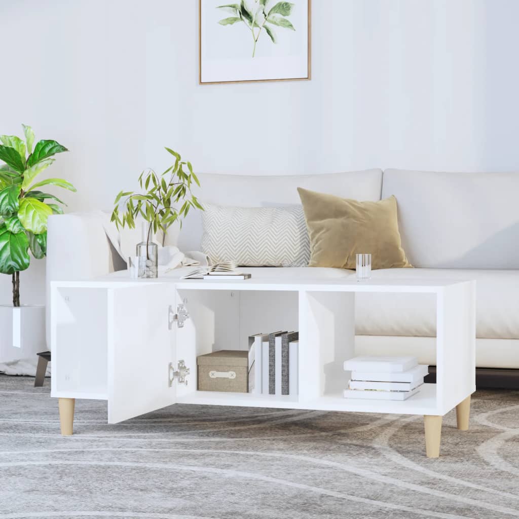 Stolić za kavu bijeli 102 x 50 x 40 cm od konstruiranog drva