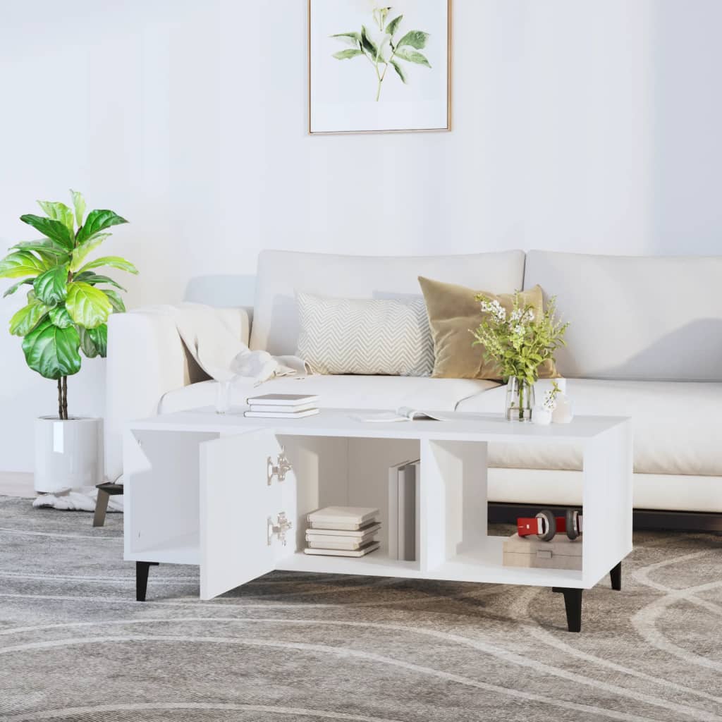 Stolić za kavu bijeli 102 x 50 x 40 cm od konstruiranog drva