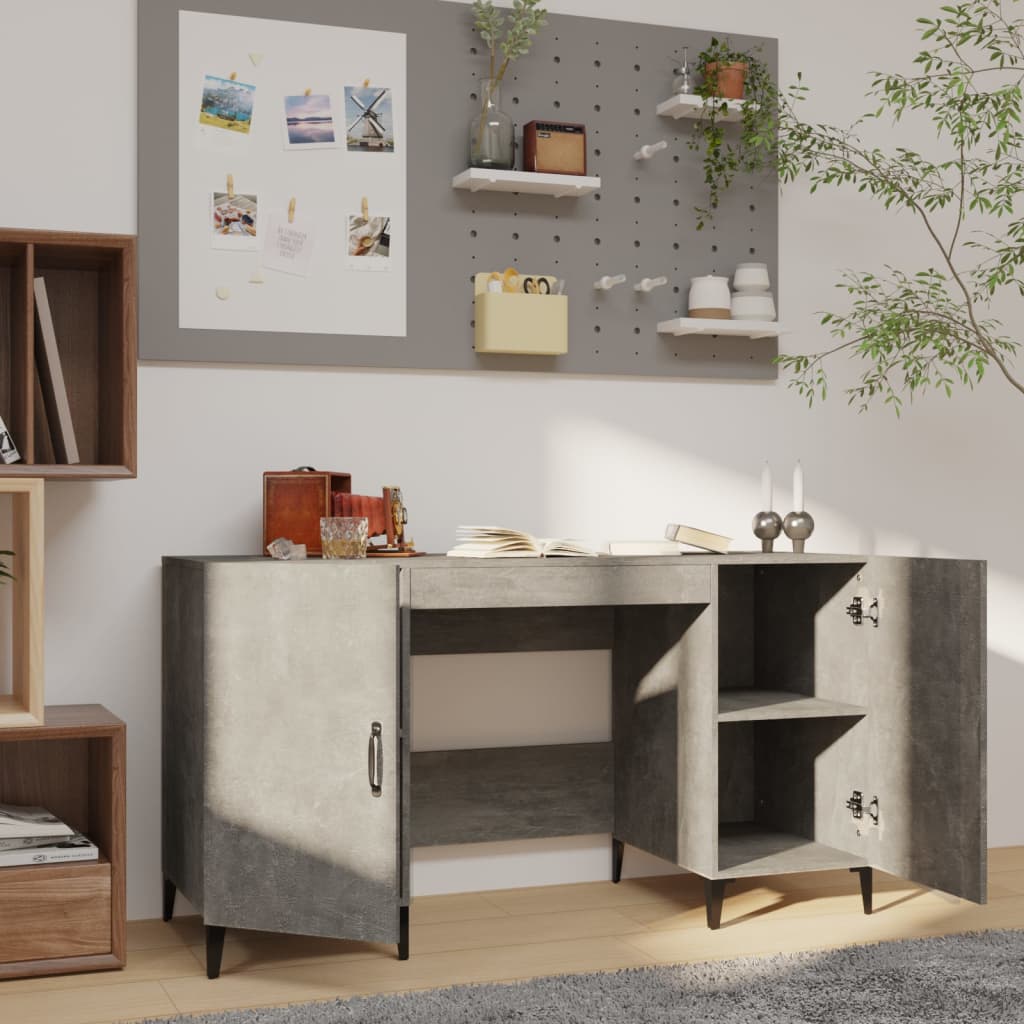 Radni stol boja betona 140 x 50 x 75 cm od konstruiranog drva