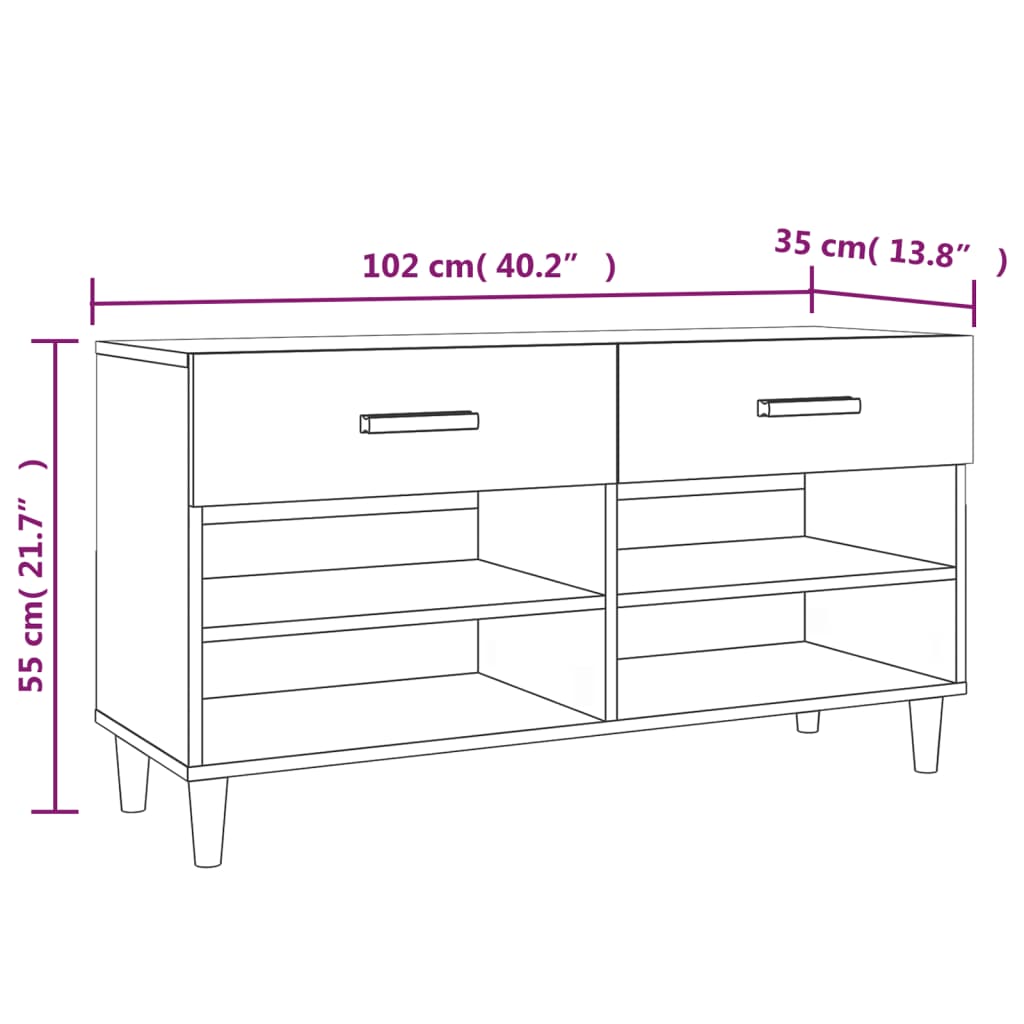 Ormarić za cipele hrast sonoma 102x35x55 cm konstruirano drvo