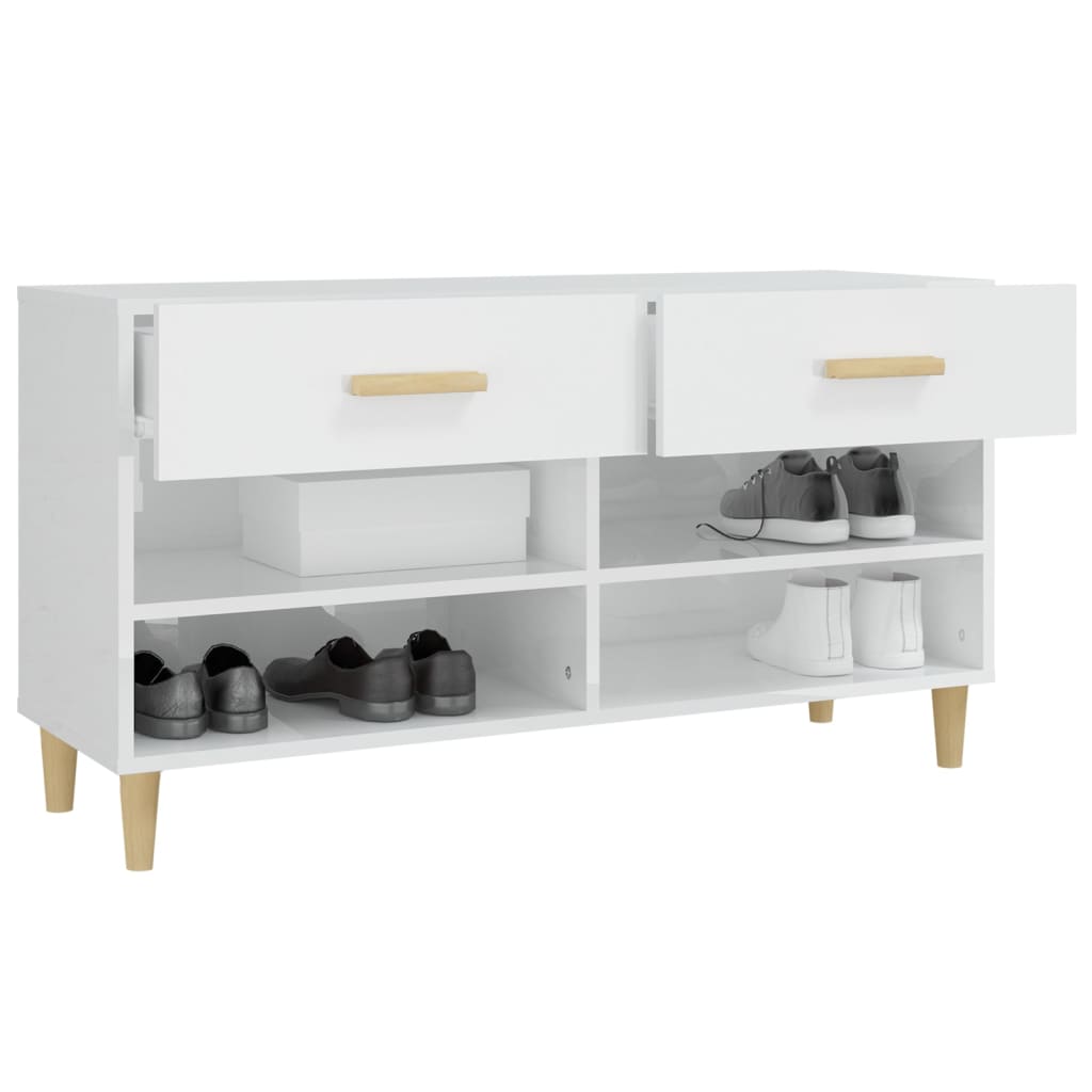 Ormarić za cipele sjajni bijeli 102x35x55 cm konstruirano drvo