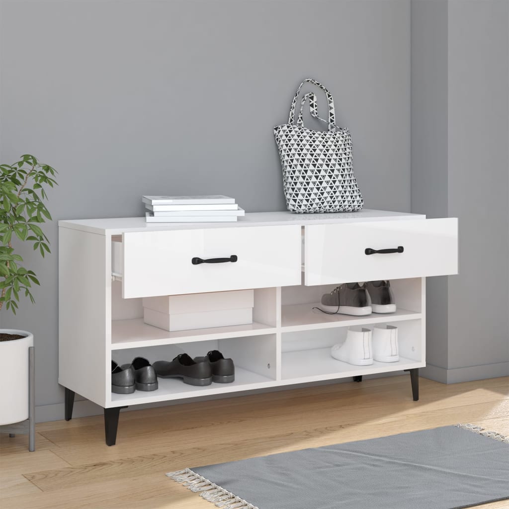 Ormarić za cipele sjajni bijeli 102x35x55 cm konstruirano drvo