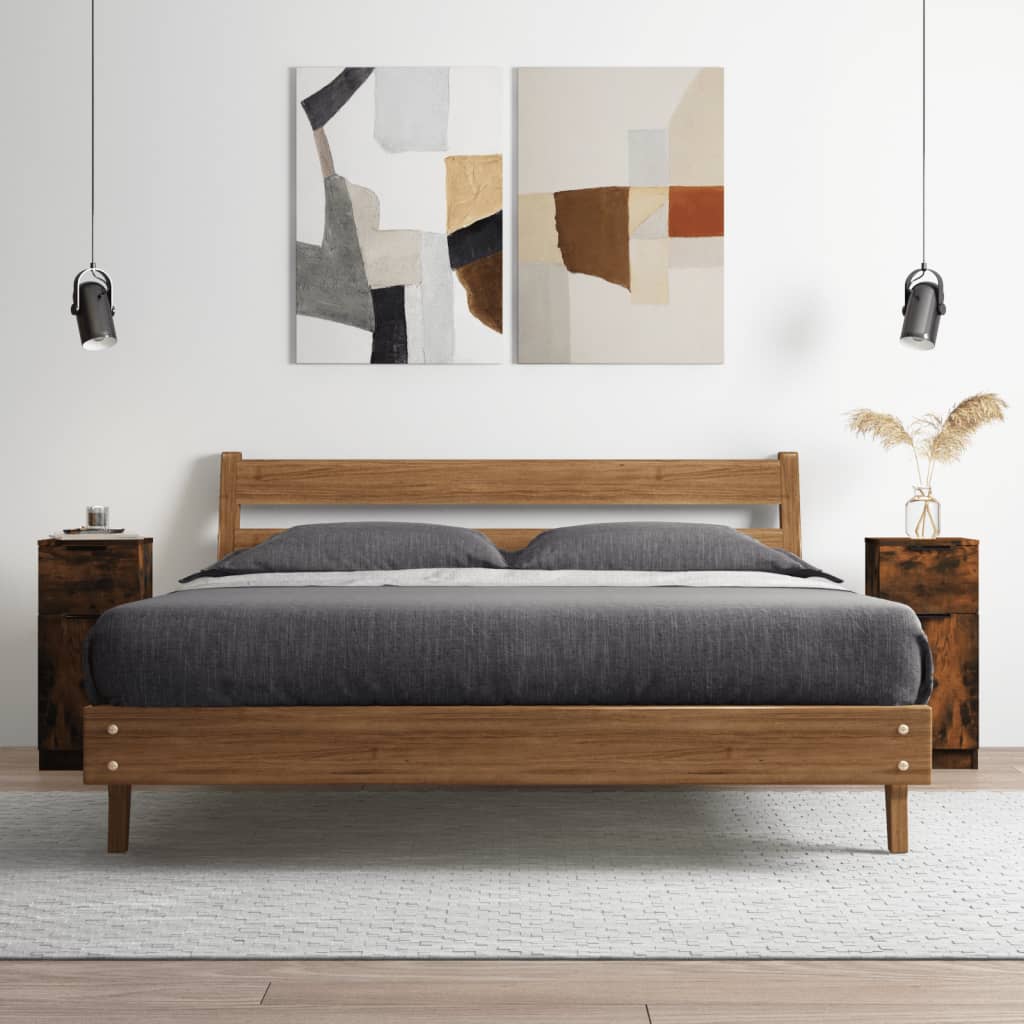 Komode 2 kom boja dimljenog hrasta 30x30x70cm konstruirano drvo