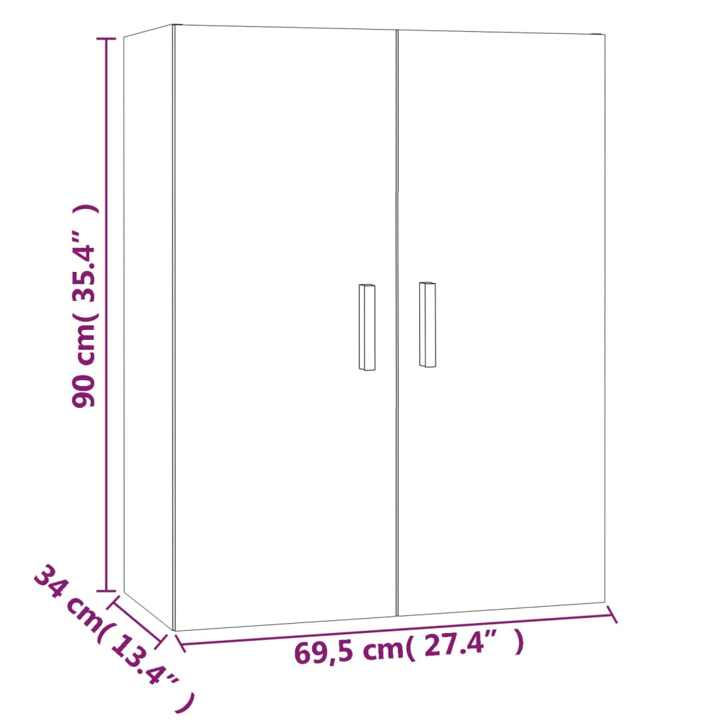 Viseći zidni ormarić boja dimljenog hrasta 69,5 x 34 x 90 cm