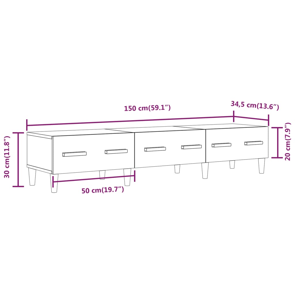 TV ormarić boja hrasta sonoma 150x34,5x30 cm konstruirano drvo
