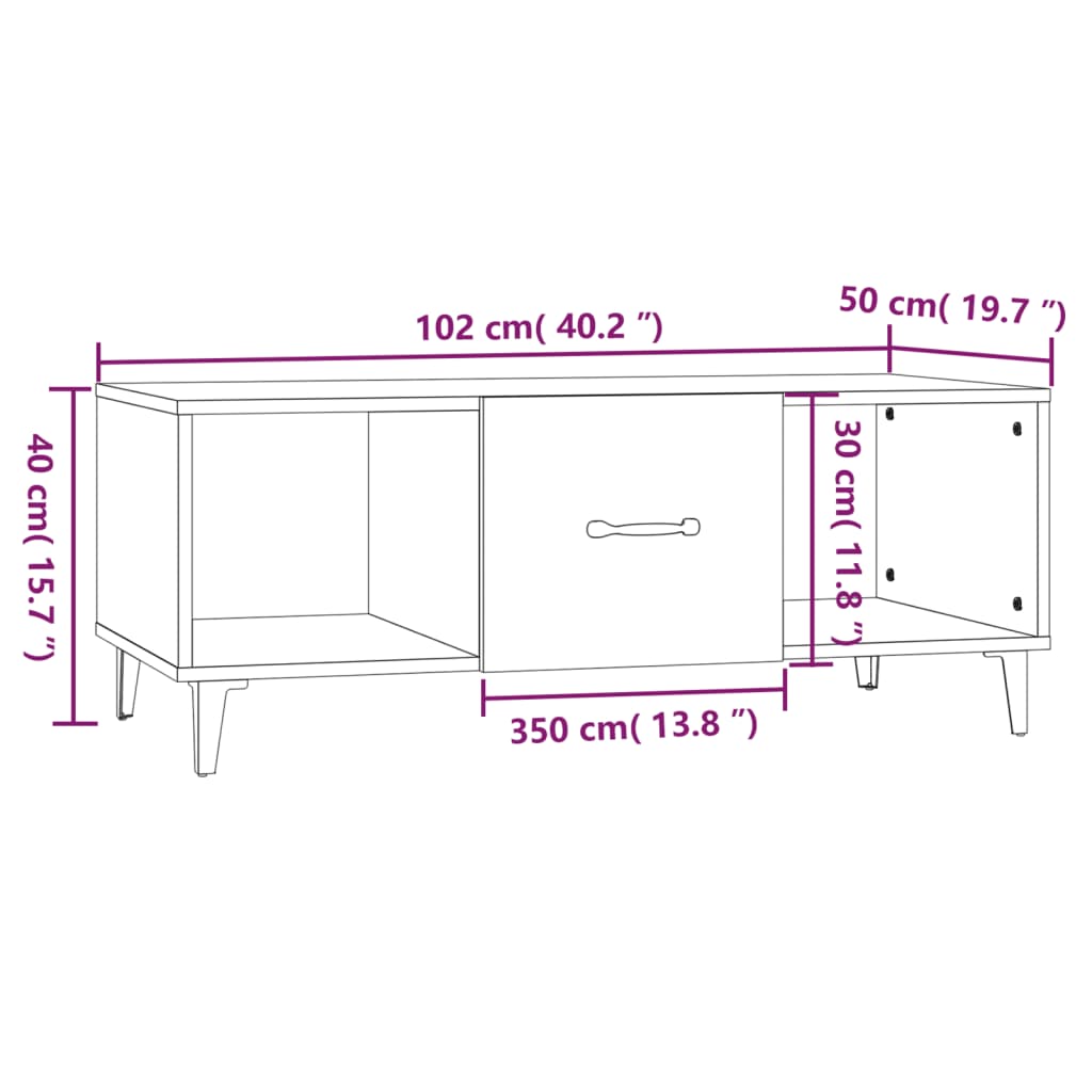 Stolić za kavu boja hrasta 102 x 50 x 40 cm konstruirano drvo