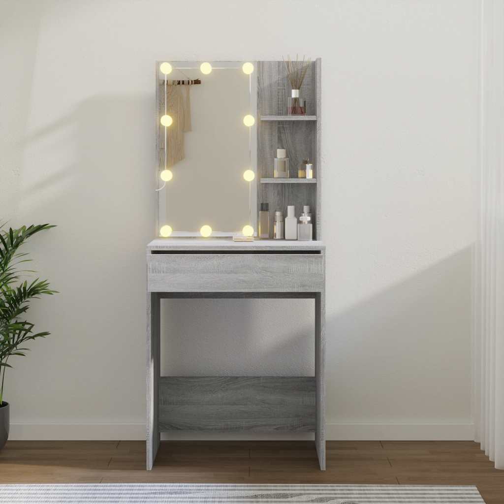 Toaletni stolić s LED svjetlima boja hrasta sonome 60x40x140 cm