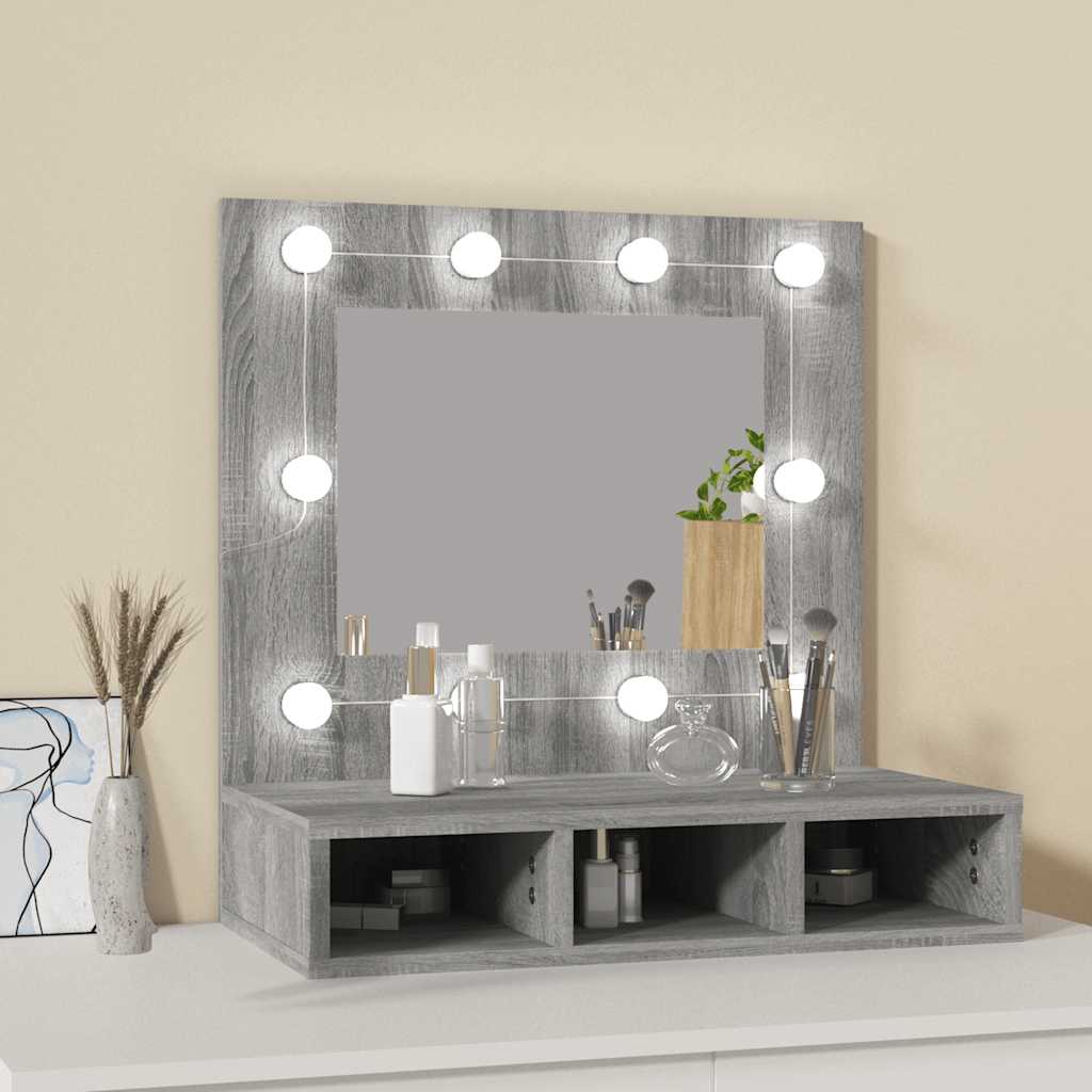 Ormarić s ogledalom LED boja hrasta sonome 60x31,5x62 cm