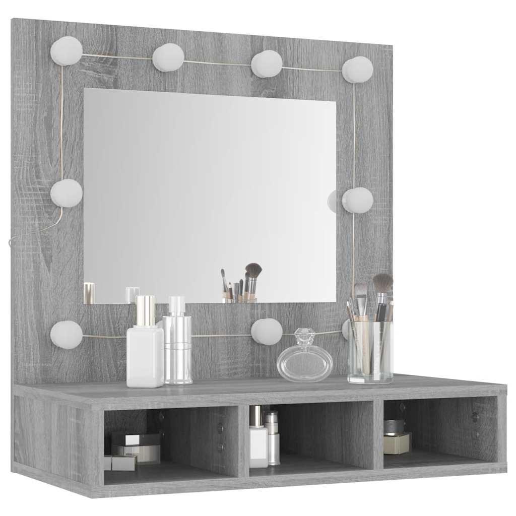 Ormarić s ogledalom LED boja hrasta sonome 60x31,5x62 cm
