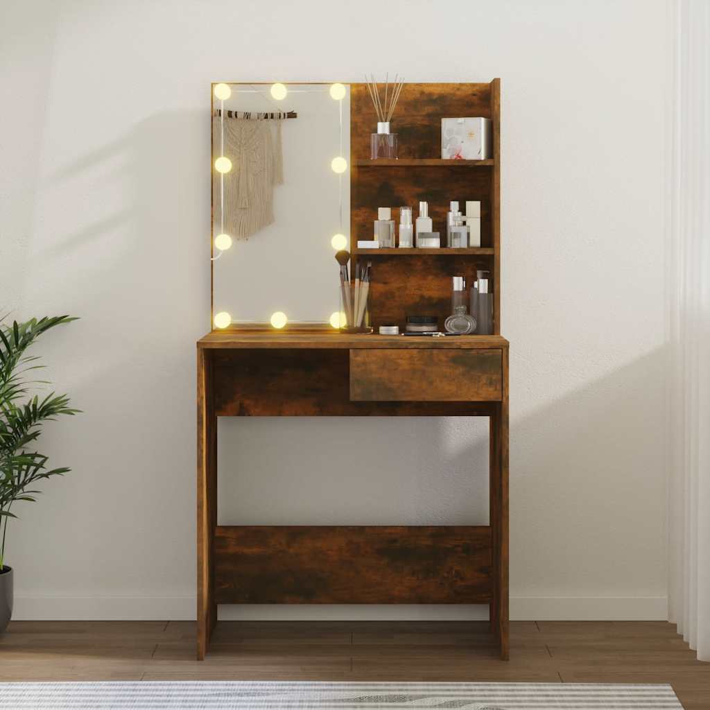 Toaletni stolić LED boja dimljenog hrasta 74,5 x 40 x 141 cm