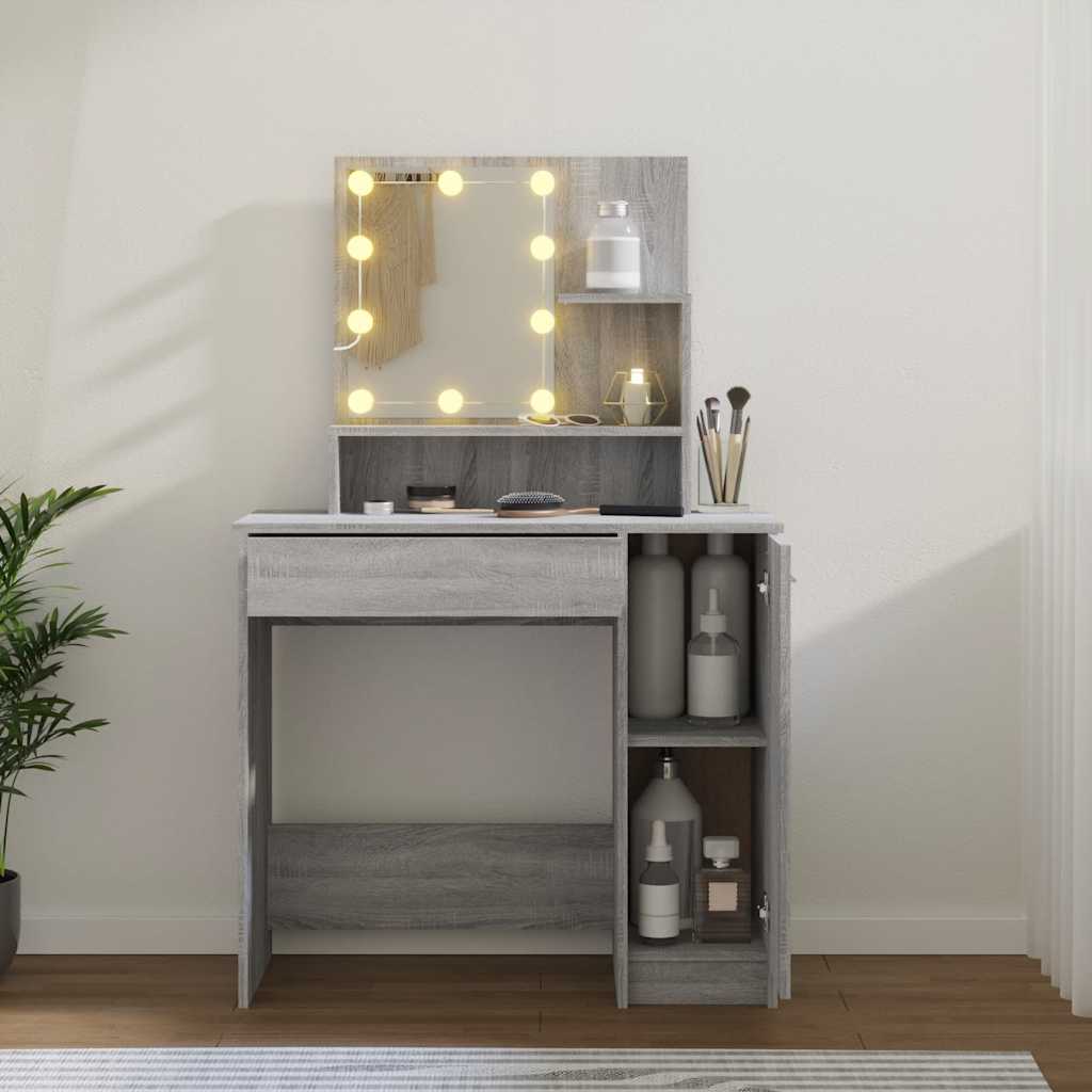 Toaletni stolić LED boja hrasta sonome 86,5x35x136 cm