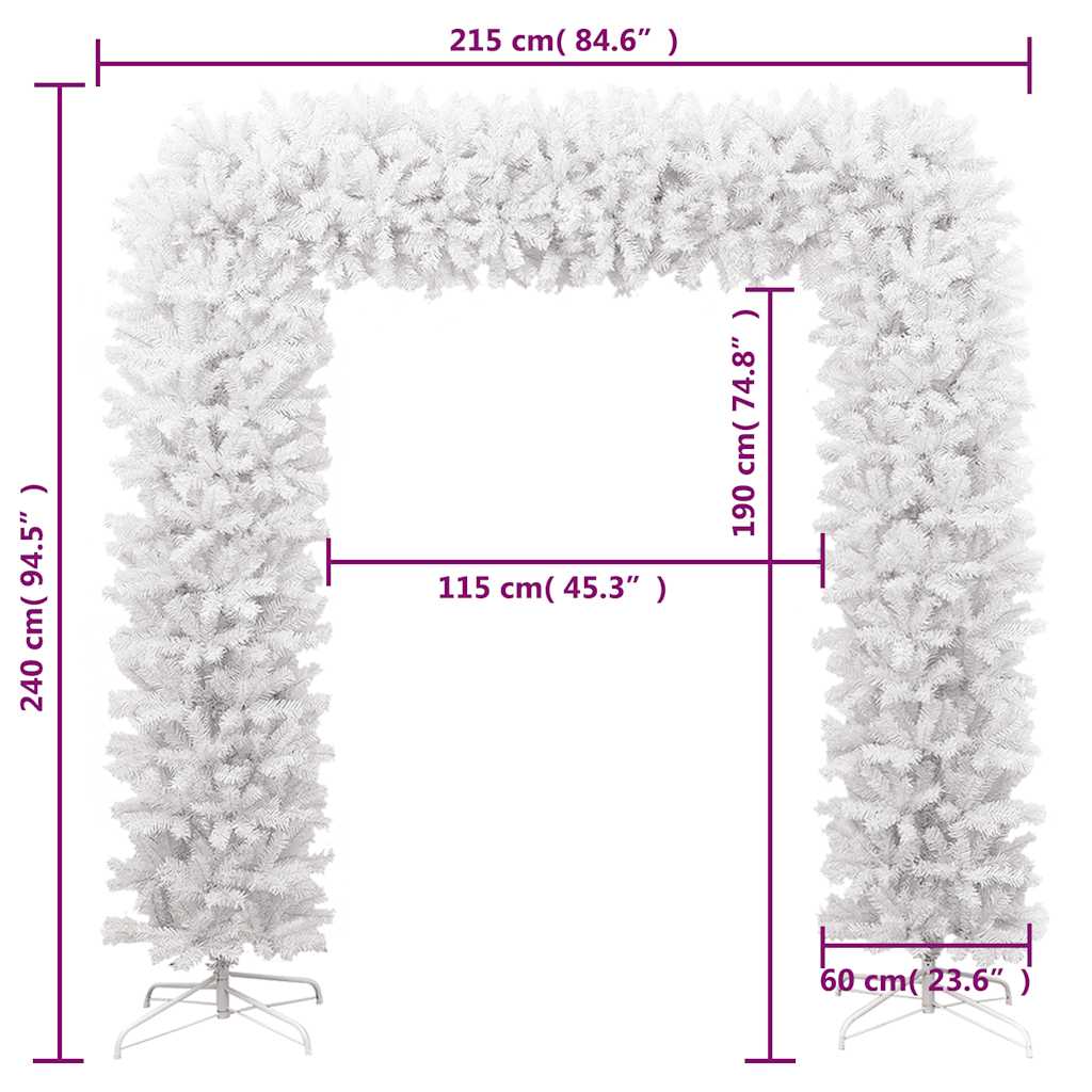 Luk od božićnih drvca bijeli 240 cm