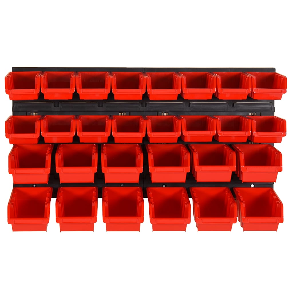 30-dijelni set polica za radionicu crveno-crni 77 x 39 cm PP