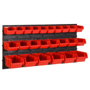 Set polica za radionicu od 26 dijelova, crvene i crne, 77 x 39 cm, polipropilen