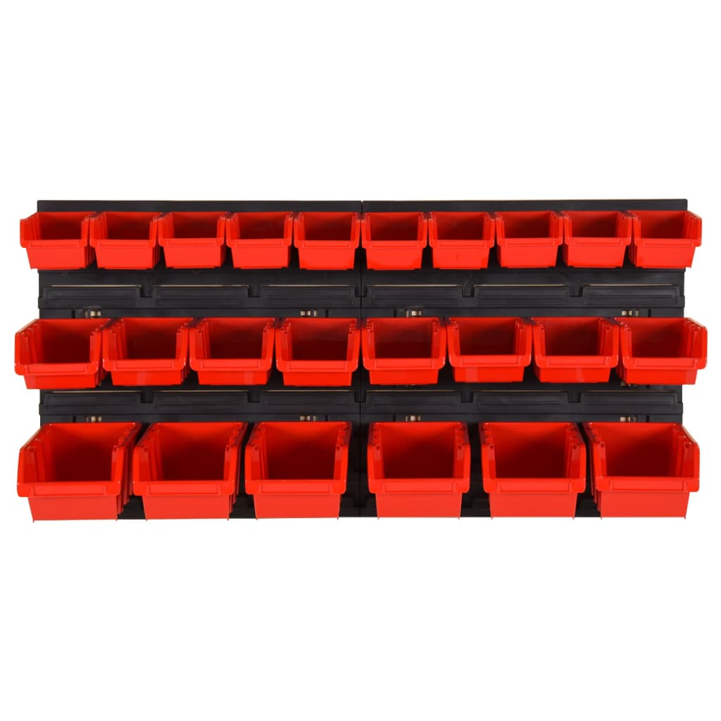 Set polica za radionicu od 26 dijelova, crvene i crne, 77 x 39 cm, polipropilen