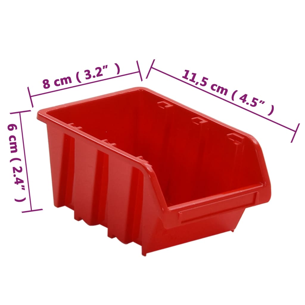 Set polica za radionicu od 26 dijelova, crvene i crne, 77 x 39 cm, polipropilen