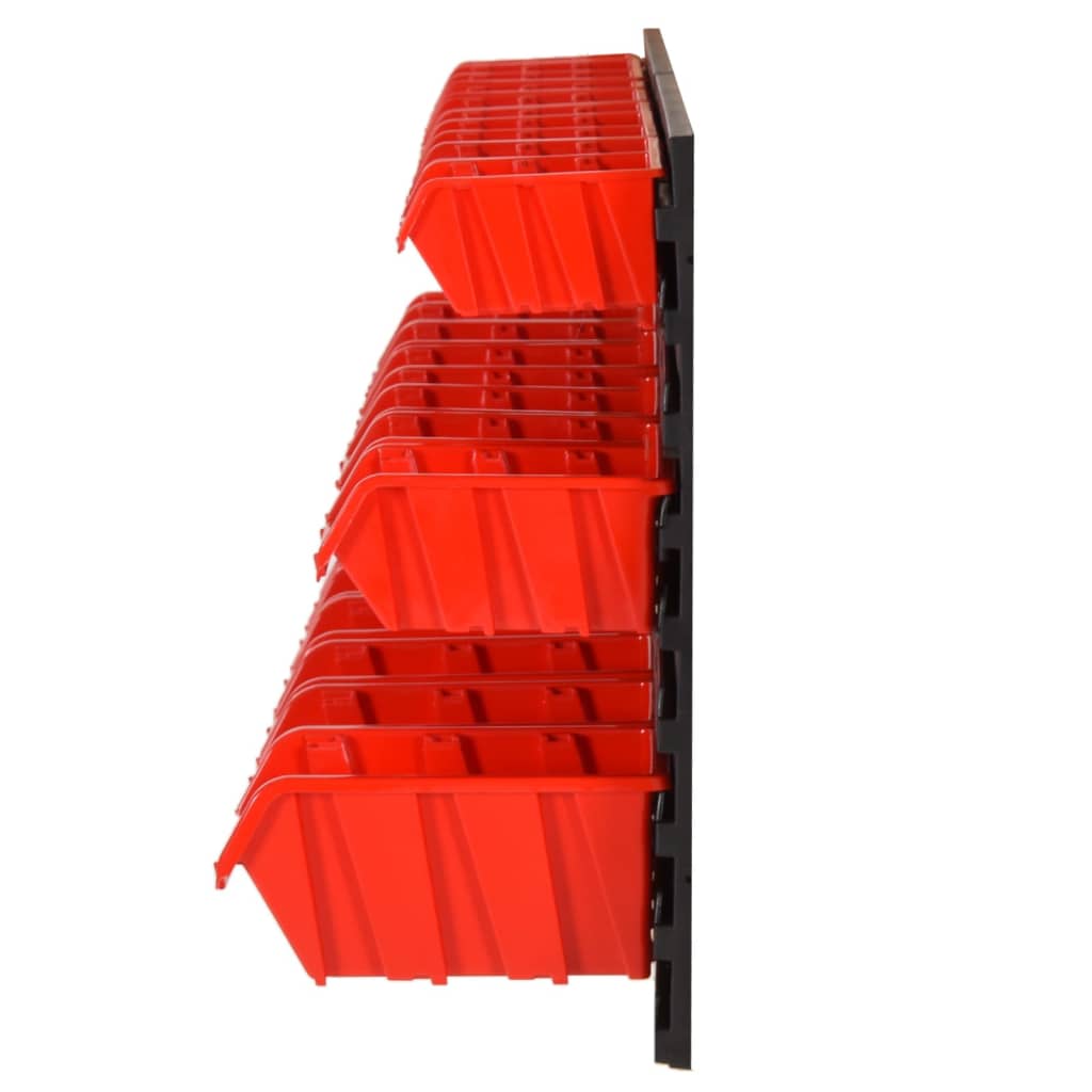 Set polica za radionicu od 26 dijelova, crvene i crne, 77 x 39 cm, polipropilen