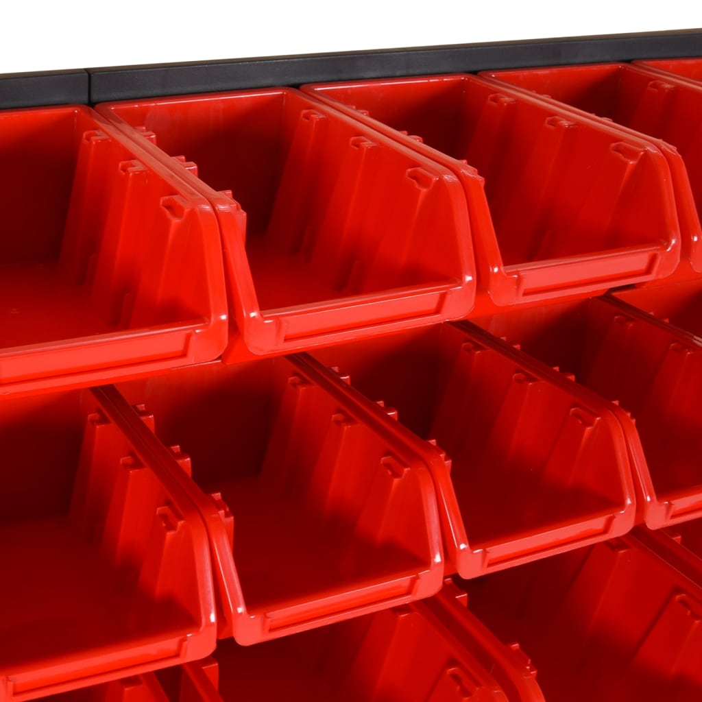 Set polica za radionicu od 26 dijelova, crvene i crne, 77 x 39 cm, polipropilen