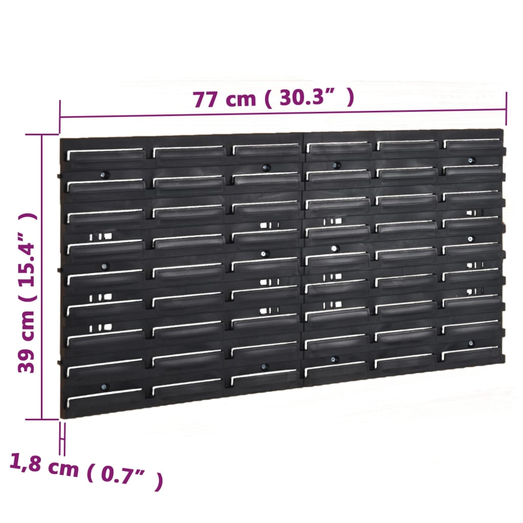 Set polica za radionicu od 26 dijelova, crvene i crne, 77 x 39 cm, polipropilen