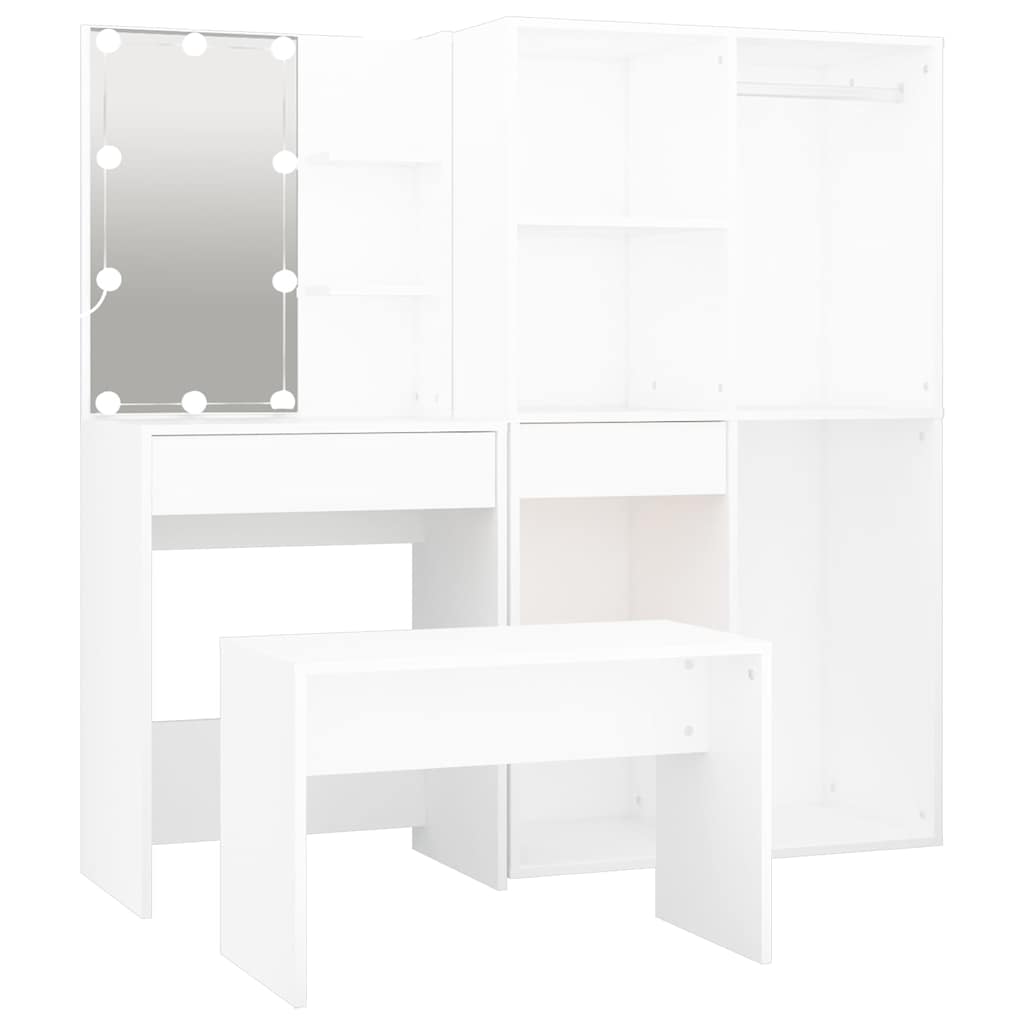 Set stola za oblačenje s LED 4 pcs Konstruirano drvo